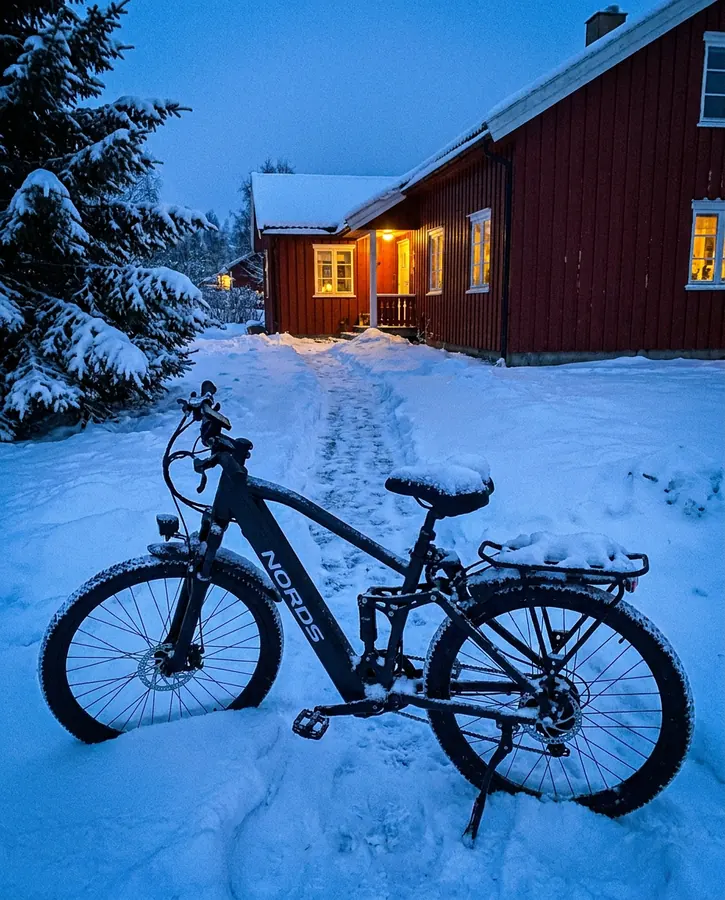 Blåtimen og ti centimeter nysnø.