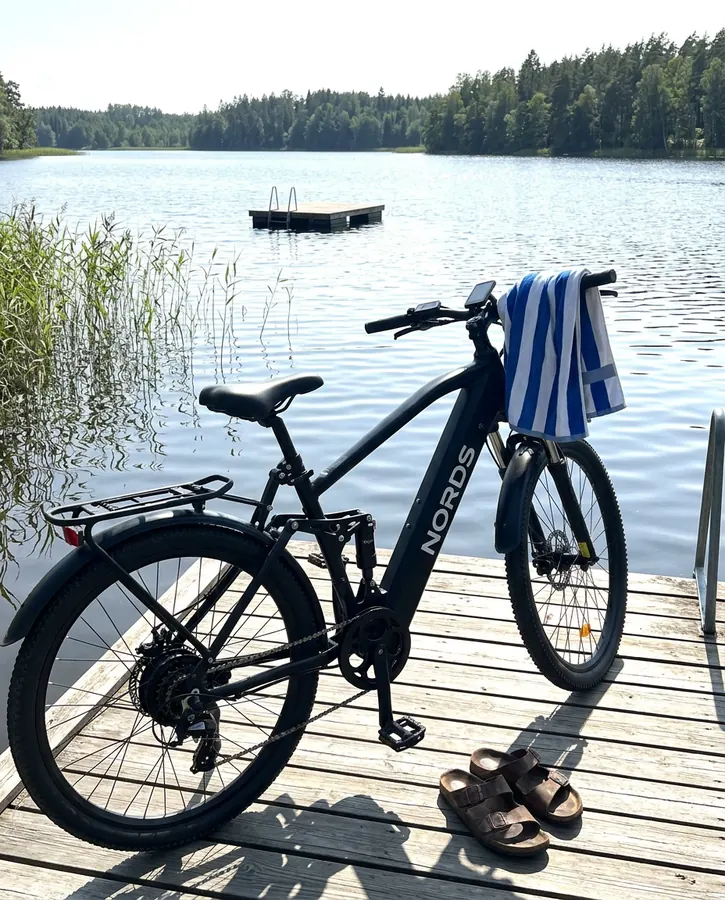 Badetur med sykkel.
